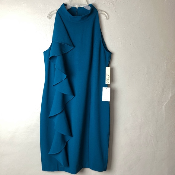 Eliza J Dresses & Skirts - NWT Eliza J Ruffle Jewel Tone Sheath Dress Sz 16